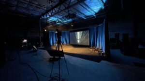 Video Screen design inside a warehouse with event lighting